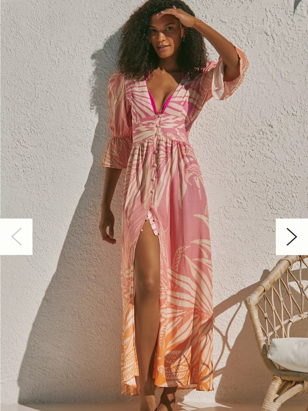 Maaji Pink and Peach Tropical Print Maxi Dress